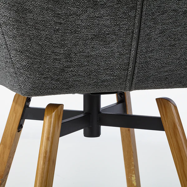 Drehbarer Armlehnenstuhl Mabontot - Schwarz - Chenille - Eiche - 63 x 88 x 62 cm - Image 12
