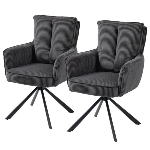 Drehbarer Armlehnenstuhl SALVIN 2er-Set - Dunkelgrau