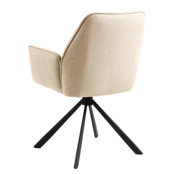 Drehbarer Armlehnenstuhl SUNDET 2er-Set - Strukturstoff Badia: Beige - Image 5