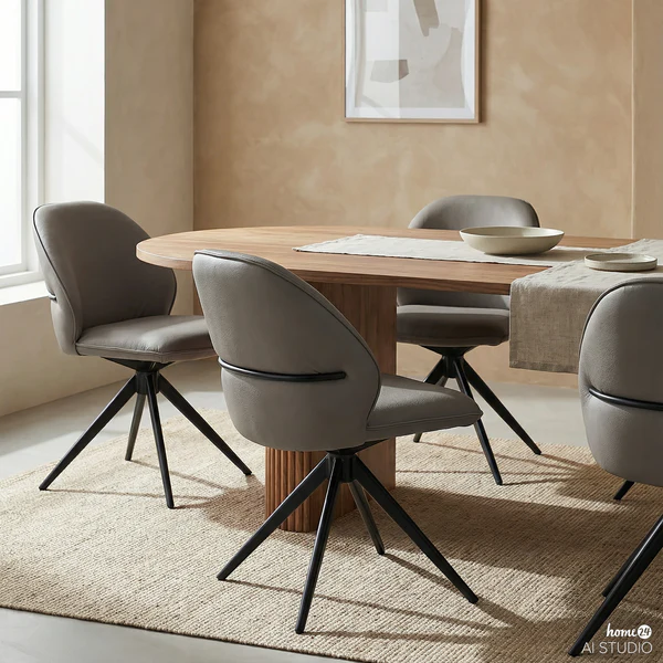 Drehbarer Polsterstuhl LINNI 2er-Set - Taupe - Image 3