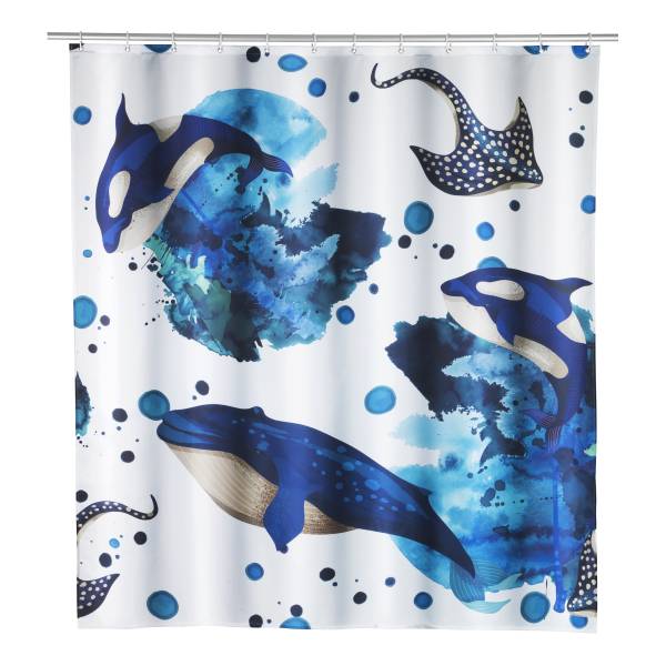 Duschvorhang Aquaris - Polyester - Weiß / Blau