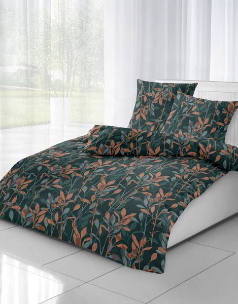 Edelbiber-Bettwäsche Bakop - Edelbiber - Grünrot - 155 x 220 cm + Kissen 80 x 80 cm - Image 2