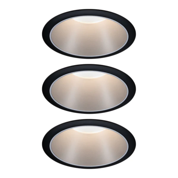 Einbauleuchte Cole Coin - Aluminium / Kunststoff - Schwarz / Silber - 3er Set