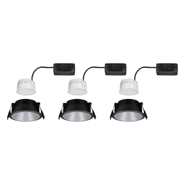Einbauleuchte Cole Coin - Aluminium / Kunststoff - Schwarz / Silber - 3er Set - Image 8