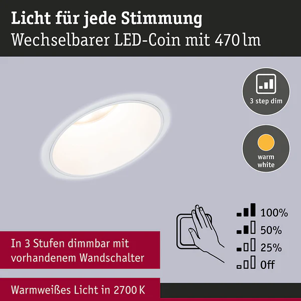 Einbauleuchte Cole Coin - Aluminium / Kunststoff - Weiß - 1er Set - Image 10
