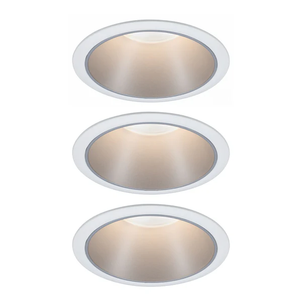 Einbauleuchte Cole Coin - Aluminium / Kunststoff - Weiß / Silber - 3er Set