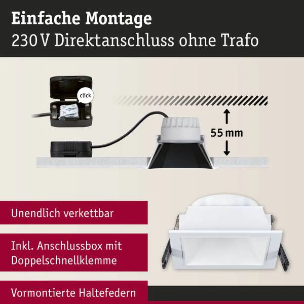 Einbauleuchte Cole Coin Eckig - Aluminium / Kunststoff - Weiß - 3er Set - Image 12