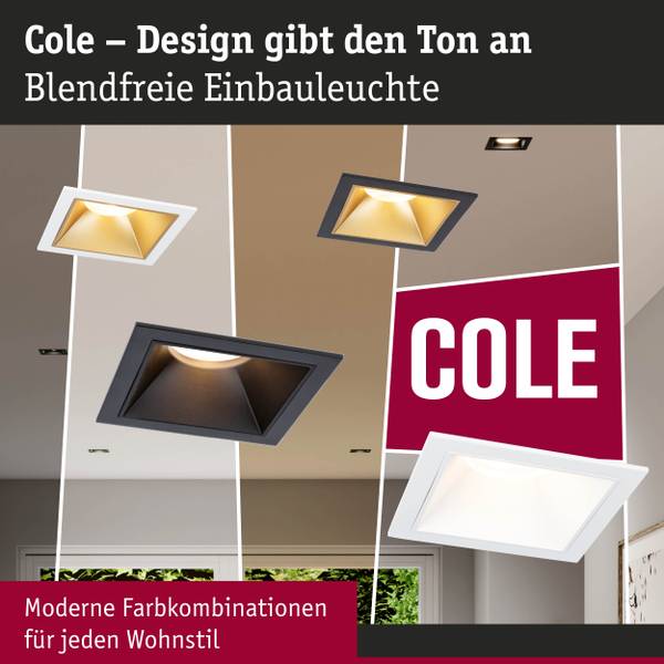 Einbauleuchte Cole Coin Eckig - Aluminium / Kunststoff - Weiß - 3er Set - Image 13