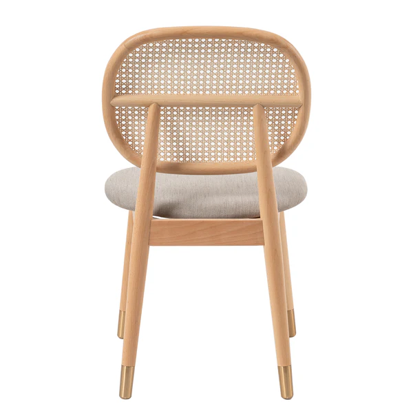 Esszimmerstuhl Coy (2er-Set) - Rattan & Webstoff / Buche massiv - Cappuccino - Image 10