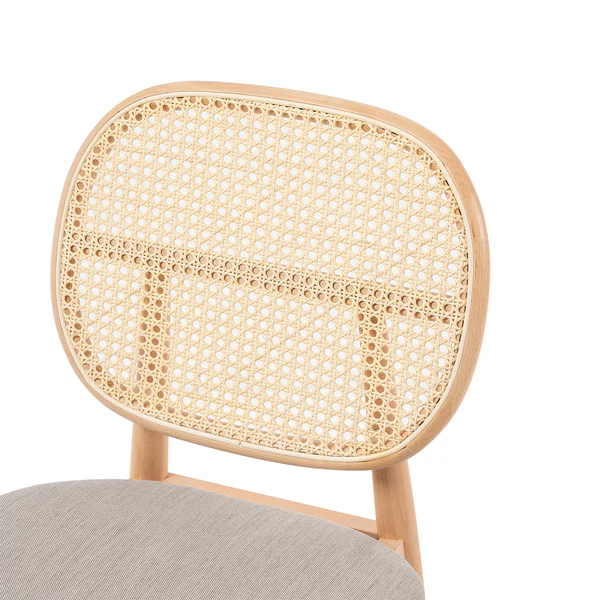 Esszimmerstuhl Coy (2er-Set) - Rattan & Webstoff / Buche massiv - Cappuccino - Image 11