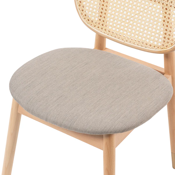 Esszimmerstuhl Coy (2er-Set) - Rattan & Webstoff / Buche massiv - Cappuccino - Image 12
