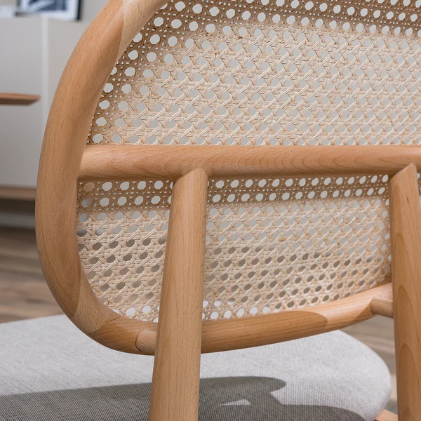 Esszimmerstuhl Coy (2er-Set) - Rattan & Webstoff / Buche massiv - Cappuccino - Image 4