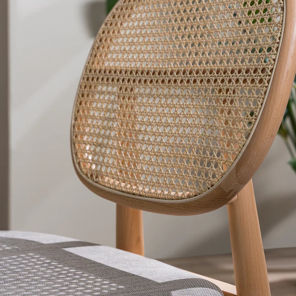 Esszimmerstuhl Coy (2er-Set) - Rattan & Webstoff / Buche massiv - Cappuccino - Image 5