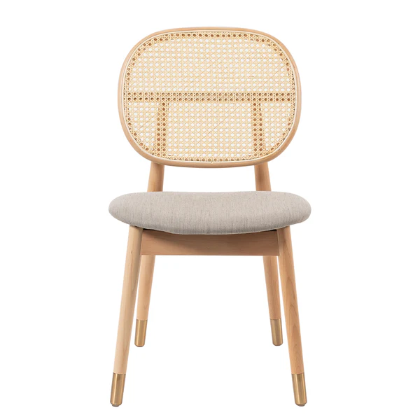 Esszimmerstuhl Coy (2er-Set) - Rattan & Webstoff / Buche massiv - Cappuccino - Image 8