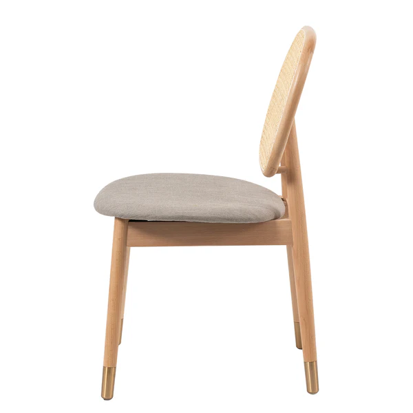 Esszimmerstuhl Coy (2er-Set) - Rattan & Webstoff / Buche massiv - Cappuccino - Image 9