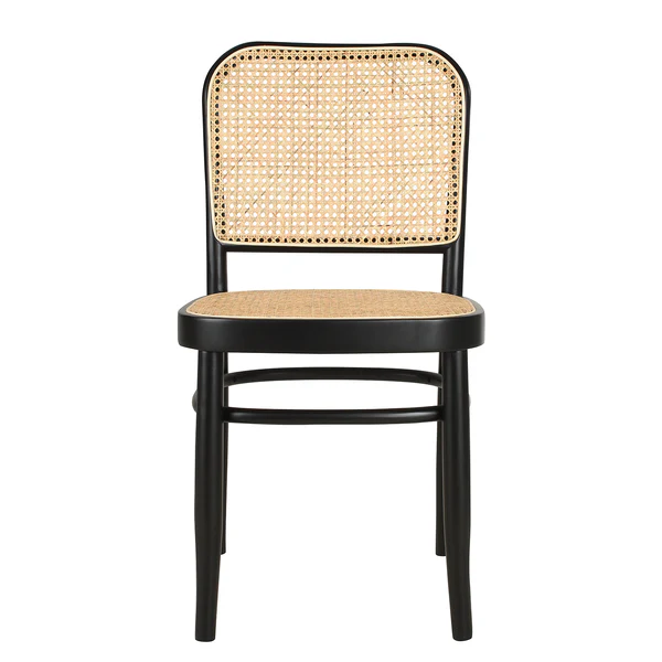 Esszimmerstuhl Daru (2er-Set) - Rattan / Buche massiv - Rattan / Schwarz - Image 10