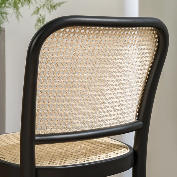 Esszimmerstuhl Daru (2er-Set) - Rattan / Buche massiv - Rattan / Schwarz - Image 5