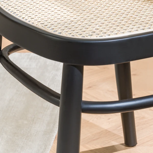 Esszimmerstuhl Daru (2er-Set) - Rattan / Buche massiv - Rattan / Schwarz - Image 6