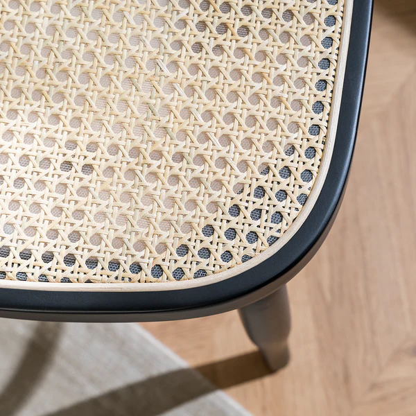 Esszimmerstuhl Daru (2er-Set) - Rattan / Buche massiv - Rattan / Schwarz - Image 8