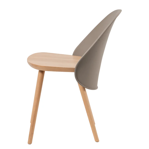 Esszimmerstuhl Doon (2er-Set) - Kunststoff / Buche massiv - Taupe / Buche - Image 8