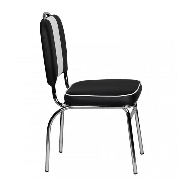 Esszimmerstuhl Eckero - Kunstleder / Metall - Chrom - Schwarz / Weiß - Image 2