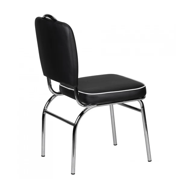 Esszimmerstuhl Eckero - Kunstleder / Metall - Chrom - Schwarz / Weiß - Image 3
