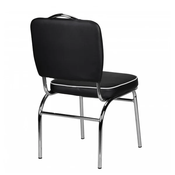 Esszimmerstuhl Eckero - Kunstleder / Metall - Chrom - Schwarz / Weiß - Image 4