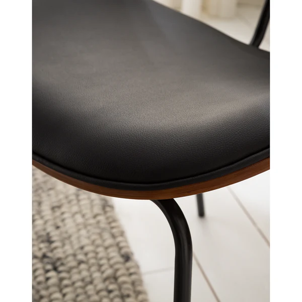 Esszimmerstuhl Hossa (2er-Set) - Kunstleder / Eisen - Schwarz / Walnuss - Image 11