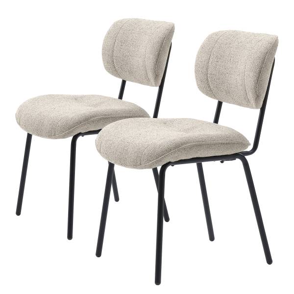 Esszimmerstuhl Ootann 2er Set - Polyester / Stahl - Creme