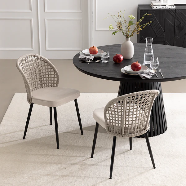 Esszimmerstuhl Rickwood 2er-Set - Samt / Stahl - Beige / Schwarz - Image 3