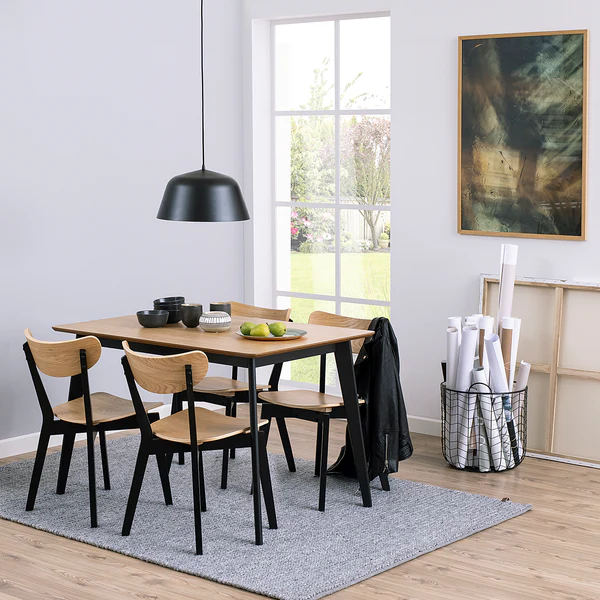 Esszimmerstuhl Rigby (2er-Set) - Echtholz Furnier / Gummibaum massiv - Eiche / Schwarz - Image 3
