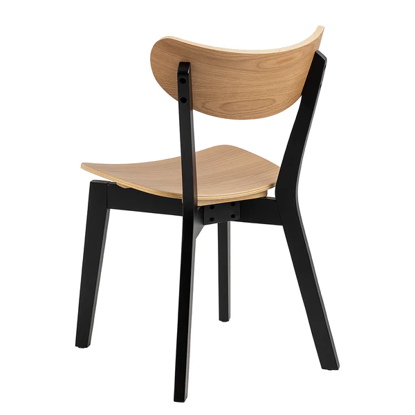 Esszimmerstuhl Rigby (2er-Set) - Echtholz Furnier / Gummibaum massiv - Eiche / Schwarz - Image 9