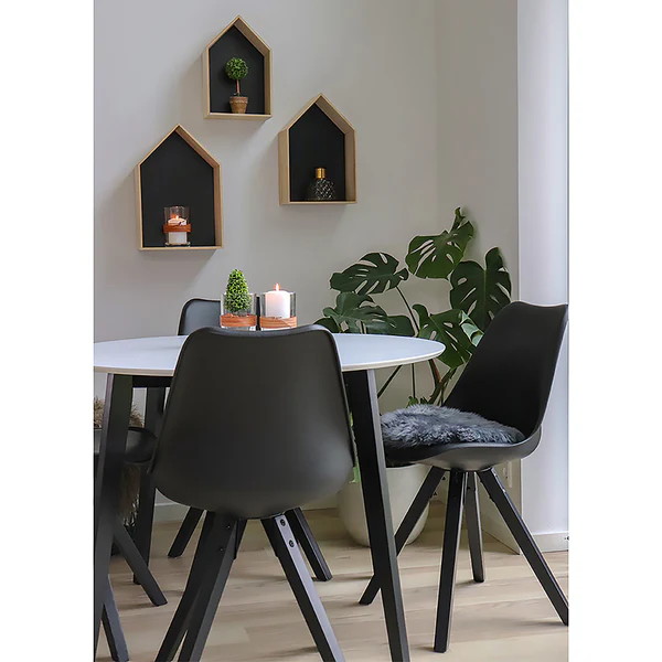 Esszimmerstuhl Trebes I (2er-Set) - Kunststoff / Gummibaum massiv - Schwarz / Schwarz - Image 2