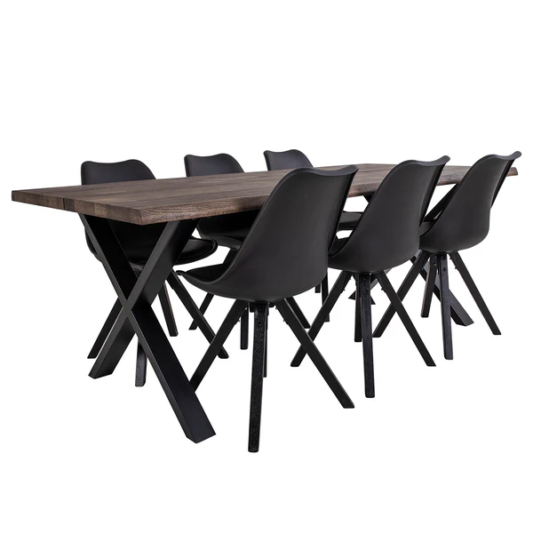 Esszimmerstuhl Trebes I (2er-Set) - Kunststoff / Gummibaum massiv - Schwarz / Schwarz - Image 6