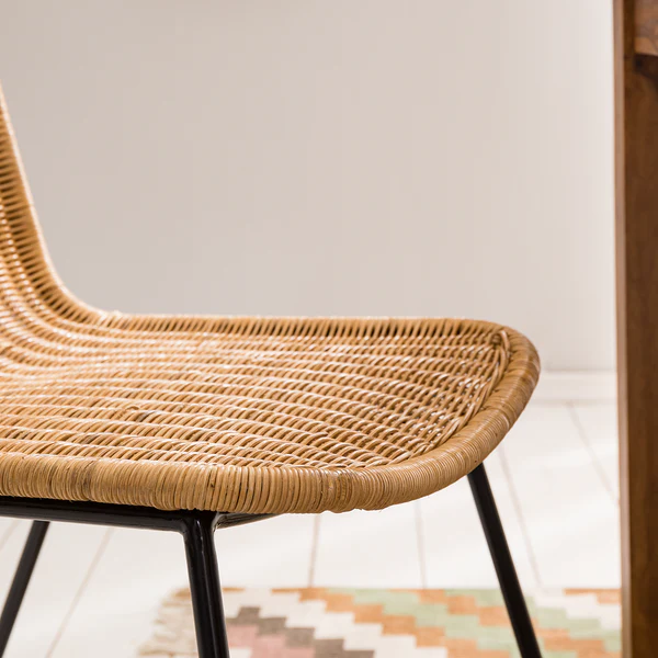 Esszimmerstuhl Vuna (2er-Set) - Rattan / Metall - Rattan Natur / Schwarz - Image 12