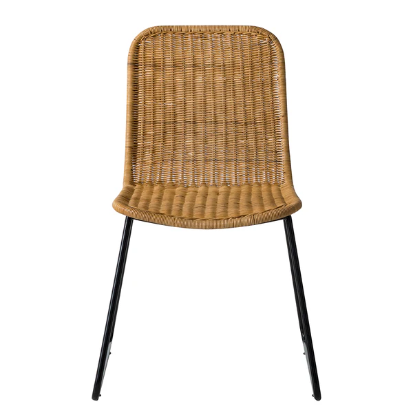 Esszimmerstuhl Vuna (2er-Set) - Rattan / Metall - Rattan Natur / Schwarz - Image 4