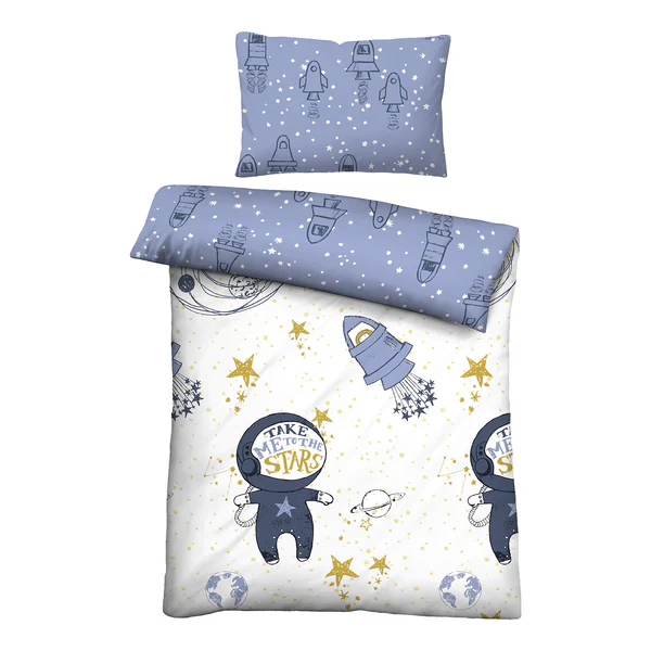 Feinbiber Bettwäsche 0004647 - Baumwolle - Eisblau - 100 x 135 cm + Kissen 40 x 60 cm
