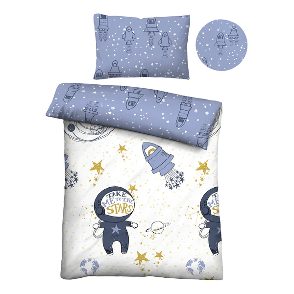 Feinbiber Bettwäsche 0004647 - Baumwolle - Eisblau - 100 x 135 cm + Kissen 40 x 60 cm - Image 3
