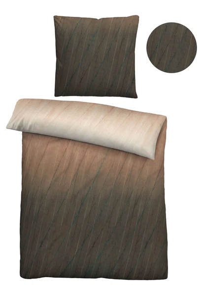 Feinbiber-Bettwäsche Maric - Baumwolle - Braun - 155 x 220 cm + Kissen 80 x 80 cm - Image 6