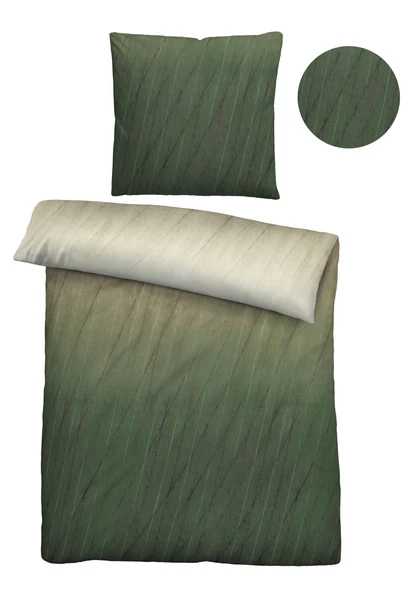 Feinbiber-Bettwäsche Maric - Baumwolle - Grün - 135 x 200 cm + Kissen 80 x 80 cm - Image 6