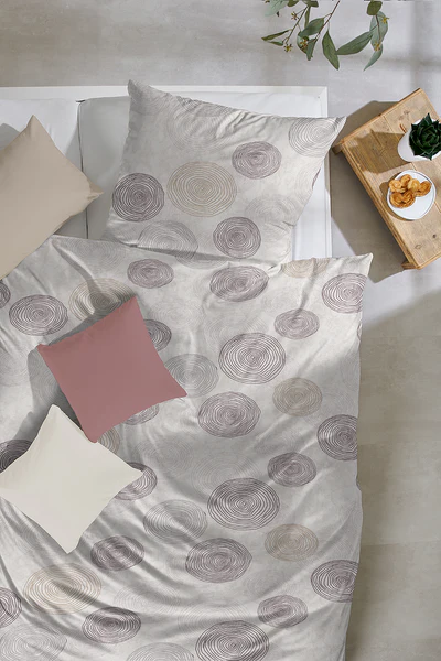 Feinbiber-Bettwäsche Rifa - Baumwolle - Grau / Beige - 135 x 200 cm - Image 4