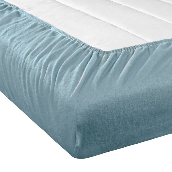Feinbiber Spannbettlaken Vindum - Baumwolle - Jeansblau - 90 x 200 cm - Image 5