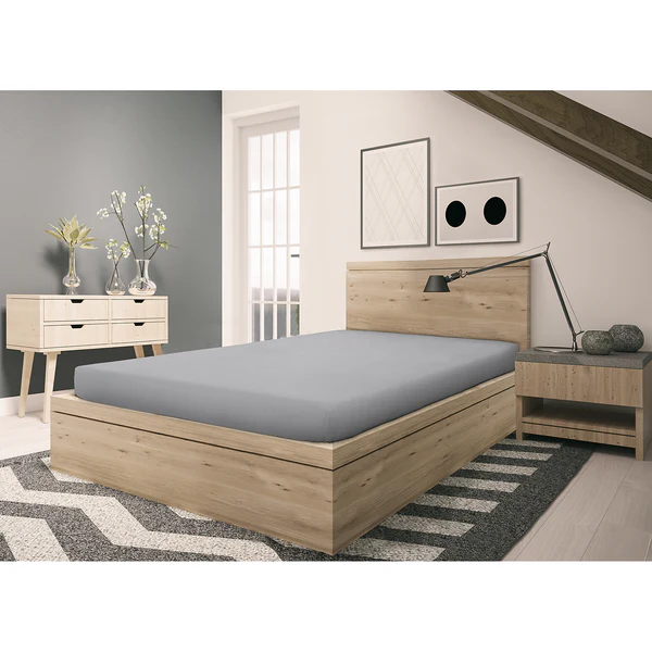 Feinbiber Spannbettlaken Vindum - Baumwolle - Silber - 90 x 200 cm - Image 2