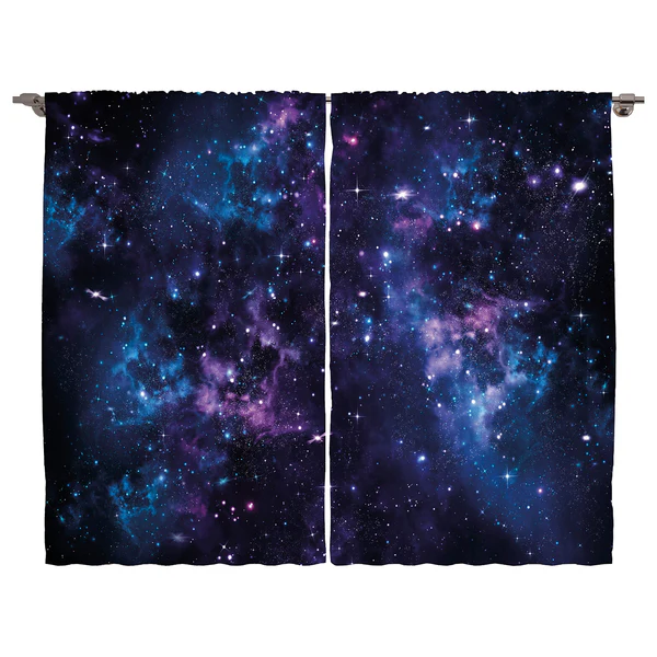 Fertiggardine Platz (2er-Set) - Polyester - Dunkellila / Blau - 140 x 175 cm