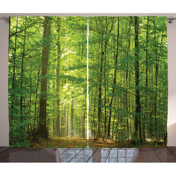 Fertiggardine Wald II (2er-Set) - Polyester - Grün - 140 x 245 cm - Image 2
