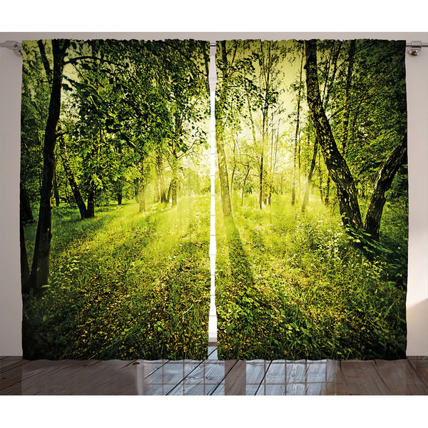 Fertiggardine Wald IV (2er-Set) - Polyester - Grün - 140 x 260 cm - Image 2