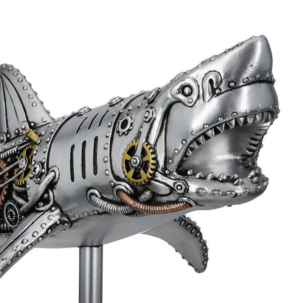 Figur Hai Steampunk - Silber - Kunstharz - 38 x 29 x 12 cm - Image 5