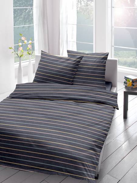 Flanell-Bettwäsche Temet - Flanell - Indigoblau - 155 x 220 cm + Kissen 80 x 80 cm - Image 2