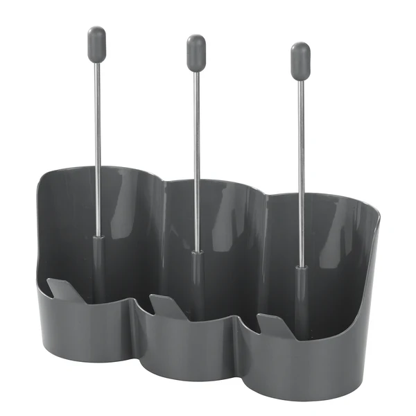 Flaschenhalter Filia - Edelstahl / Bambus - Silber matt / Braun
