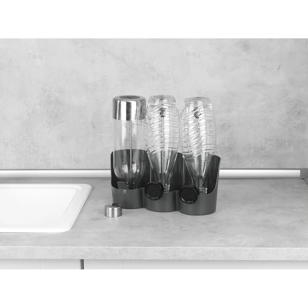 Flaschenhalter Filia - Edelstahl / Bambus - Silber matt / Braun - Image 2